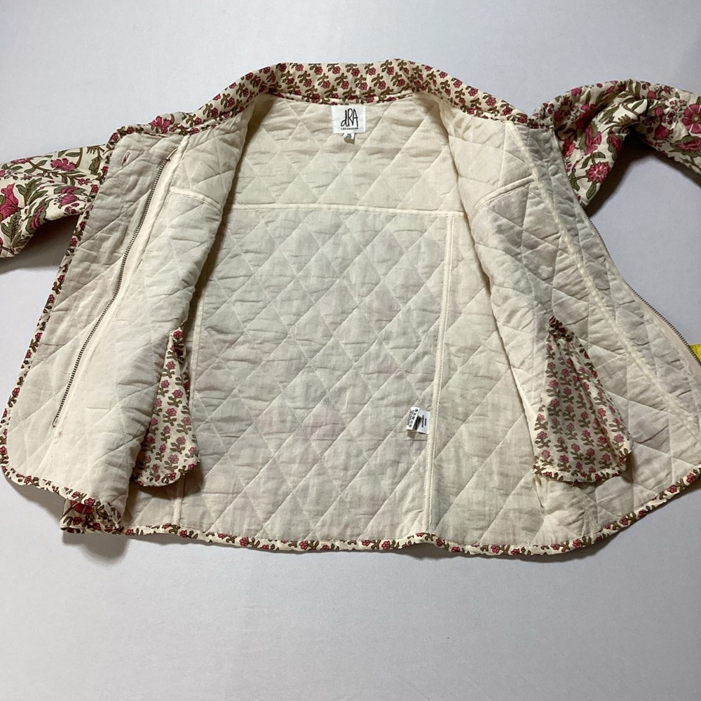 Anthropologie dRA Floral quilted Pink and Cream Women's Jacket - Picture 5 of 15